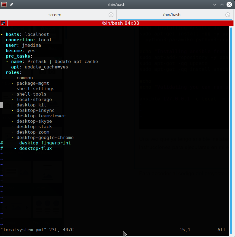 Ansible playbook localsystem