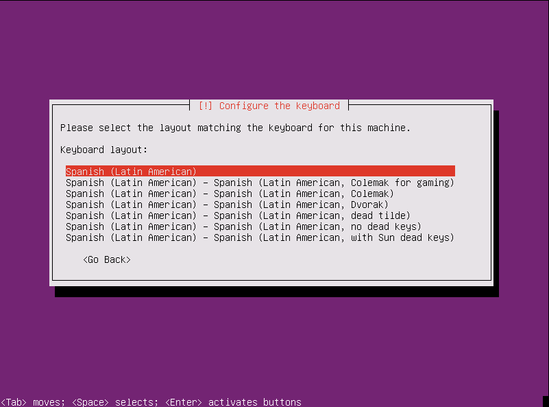 Instalación Ubuntu Server - teclado