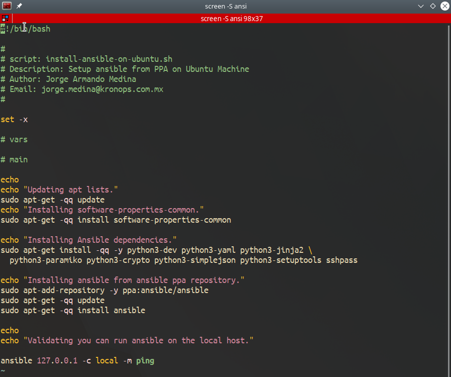 Script instal ansible